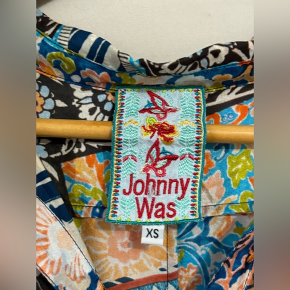 Johnny Was Silk Women’s Belted Dress XS Tunic Shift Boho Floral - Picture 9 of 10